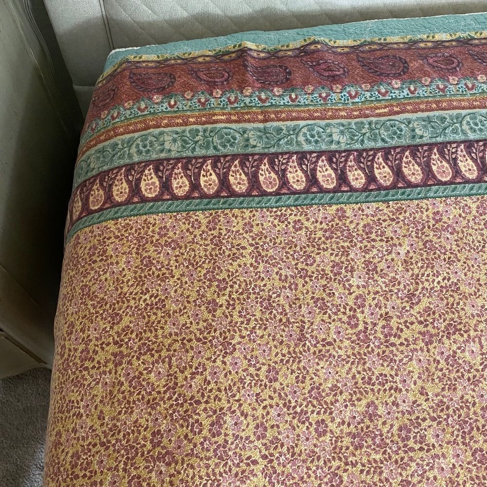 Vtg Westpoint Stevens Flat sheet floral w paisley Boho/Cottage